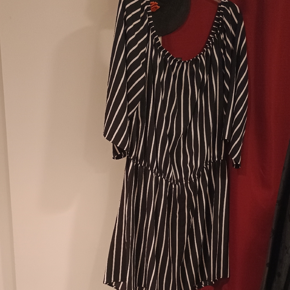 Forever 21 Black and White Striped Romper